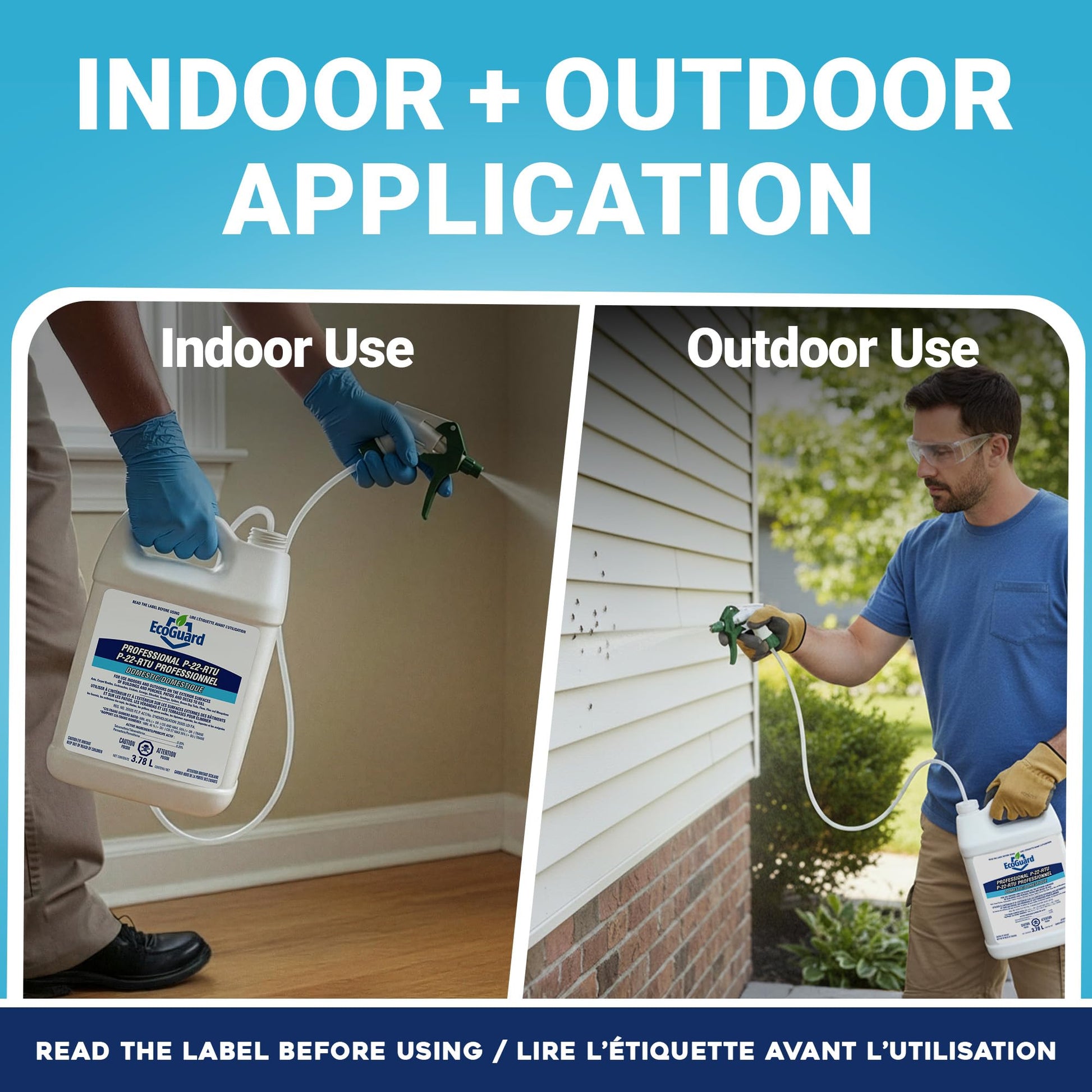 EcoGuard Professional P-22-RTU Residual Insect Killer, 3.78L Jug, Ready to Use Indoor and Outdoor Pest Control for Ants, Cockroaches, Spiders, Fleas, Ticks, Flies, Mosquitoes (Sprayer Not Included)