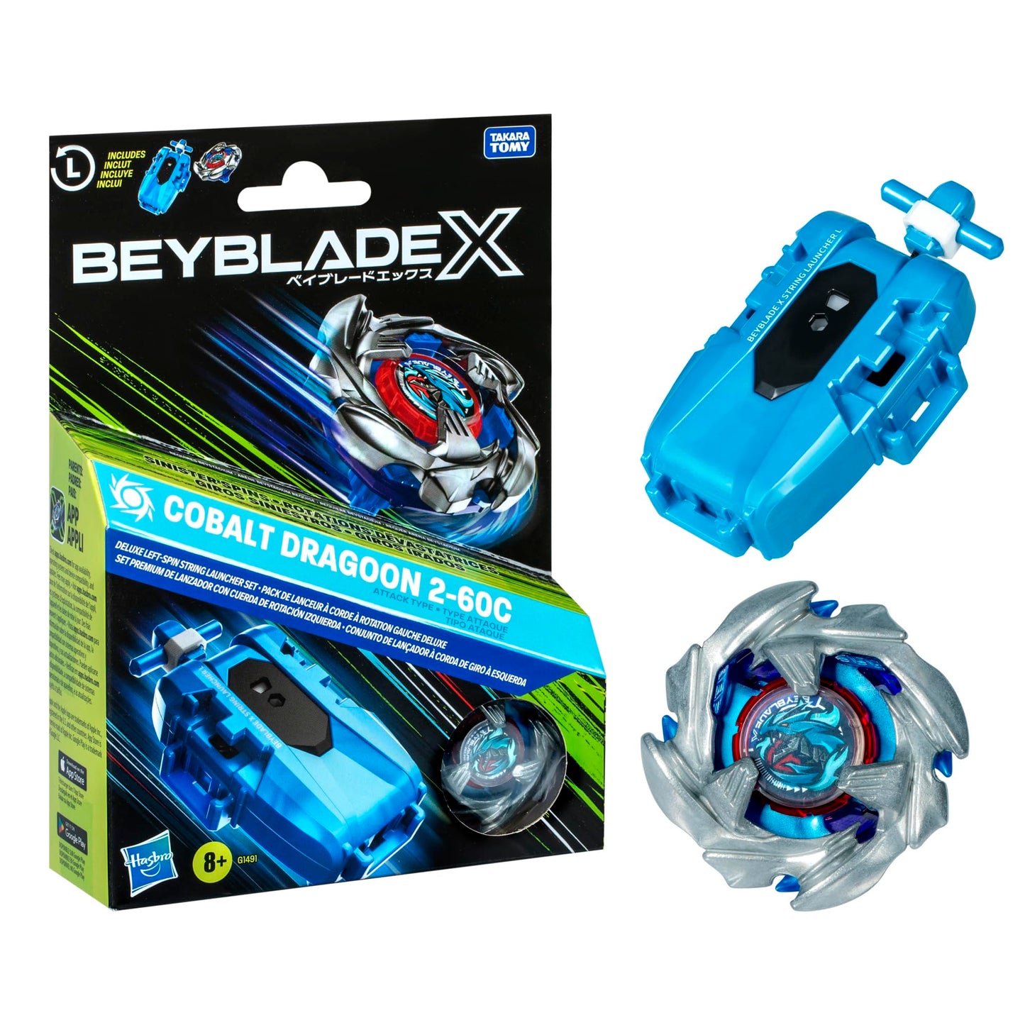 Beyblade X Cobalt Dragoon 2-60C Deluxe Left-Spin String Launcher Set with Attack Type Top Left-Spinning Top Toy; Great Gift for 8 Year Old Boys and Girls - Available at All In One Marketplace Canada