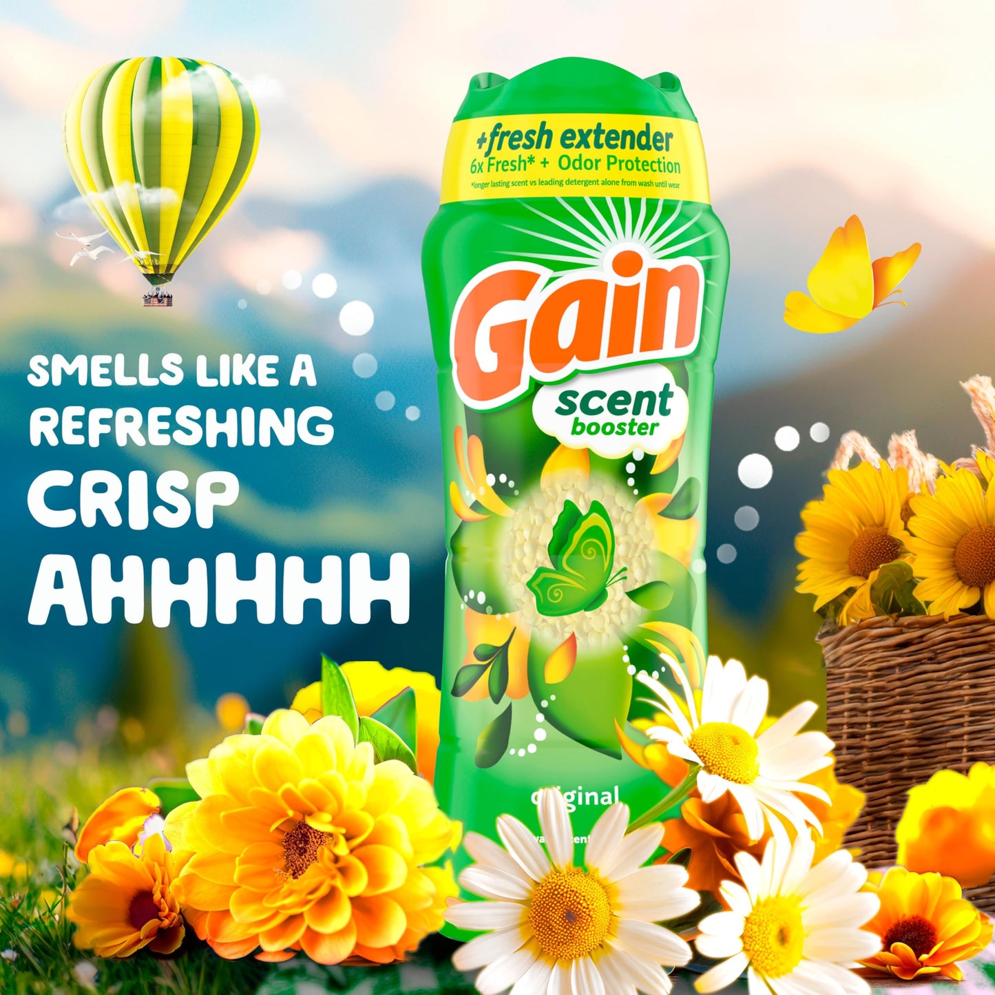 Gain In-Wash Laundry Scent Booster, Original Scent, Fresh Extender + Odor Protection, 853 Grams 🍁 All In One Marketplace Canada