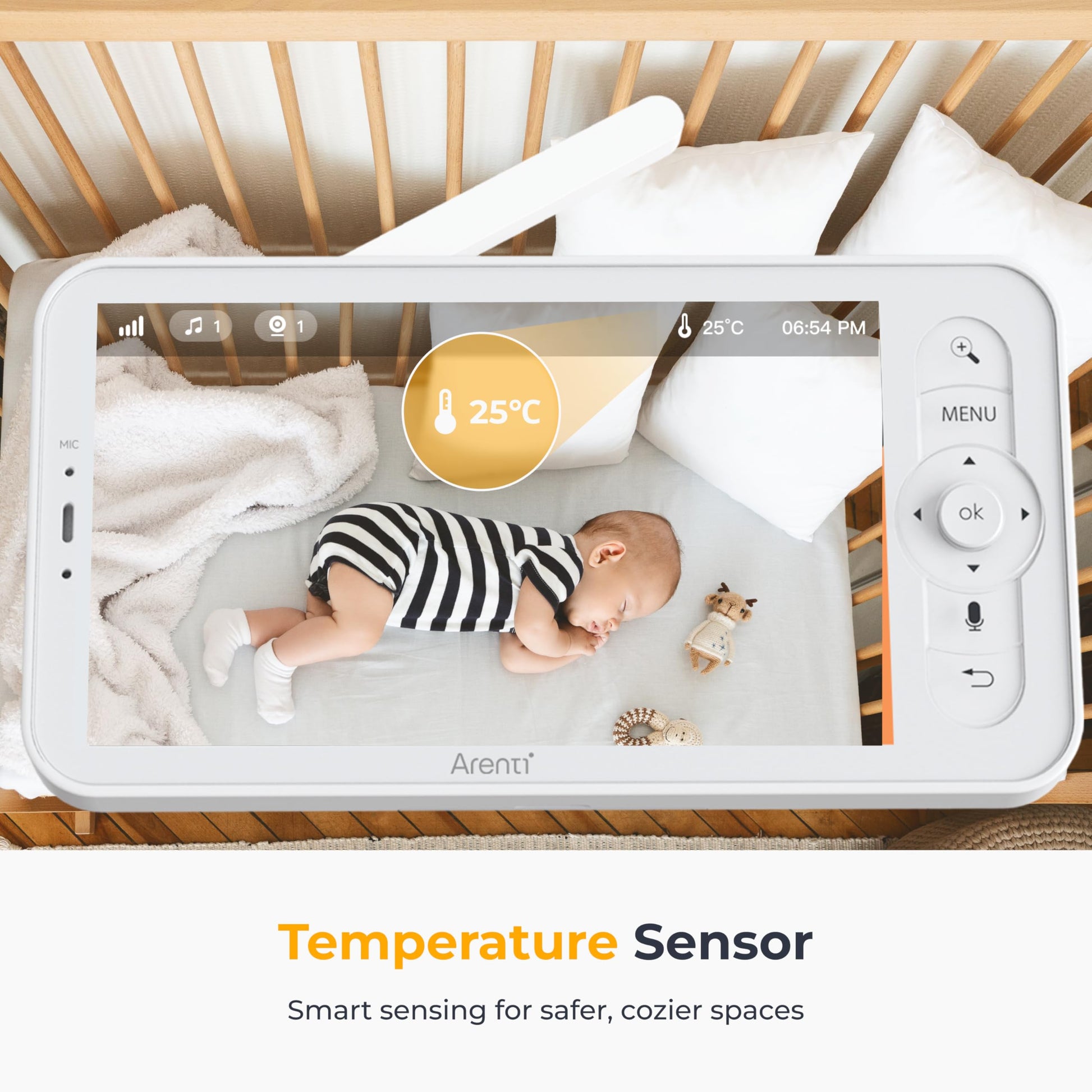Arenti Baby Monitor 2 Cameras, Smart WiFi 6 Baby Cameras with 5-Inch Upgraded Wireless Display, 360° View, Auto-Night Vision, Temperature Sensor, Sound & Motion Detection, 2 Way Audio, VOX Mode (B2) - Available at All In One Marketplace Canada