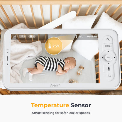 Arenti Baby Monitor 2 Cameras, Smart WiFi 6 Baby Cameras with 5-Inch Upgraded Wireless Display, 360° View, Auto-Night Vision, Temperature Sensor, Sound & Motion Detection, 2 Way Audio, VOX Mode (B2) - Available at All In One Marketplace Canada