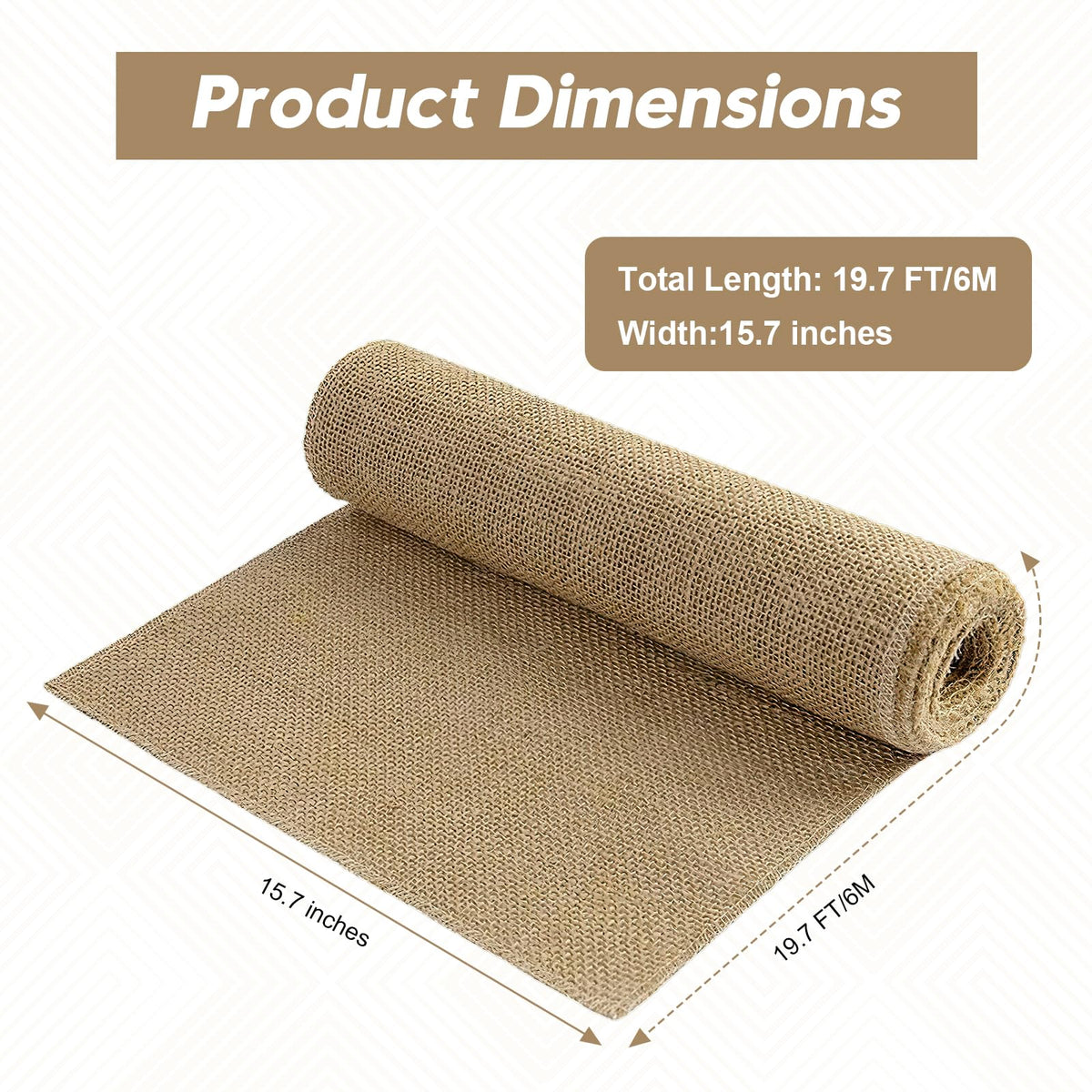 Vefhby Burlap Roll, 19.7FT x 15.7in Natural Burlap Fabric Tree Trunk Protector, Winter Outdoor Burlap Tree Wrap for Plant Winter Covering, Frost & Freeze Protection, Decor, Crafts, Gardening 🍁 All In One Marketplace Canada