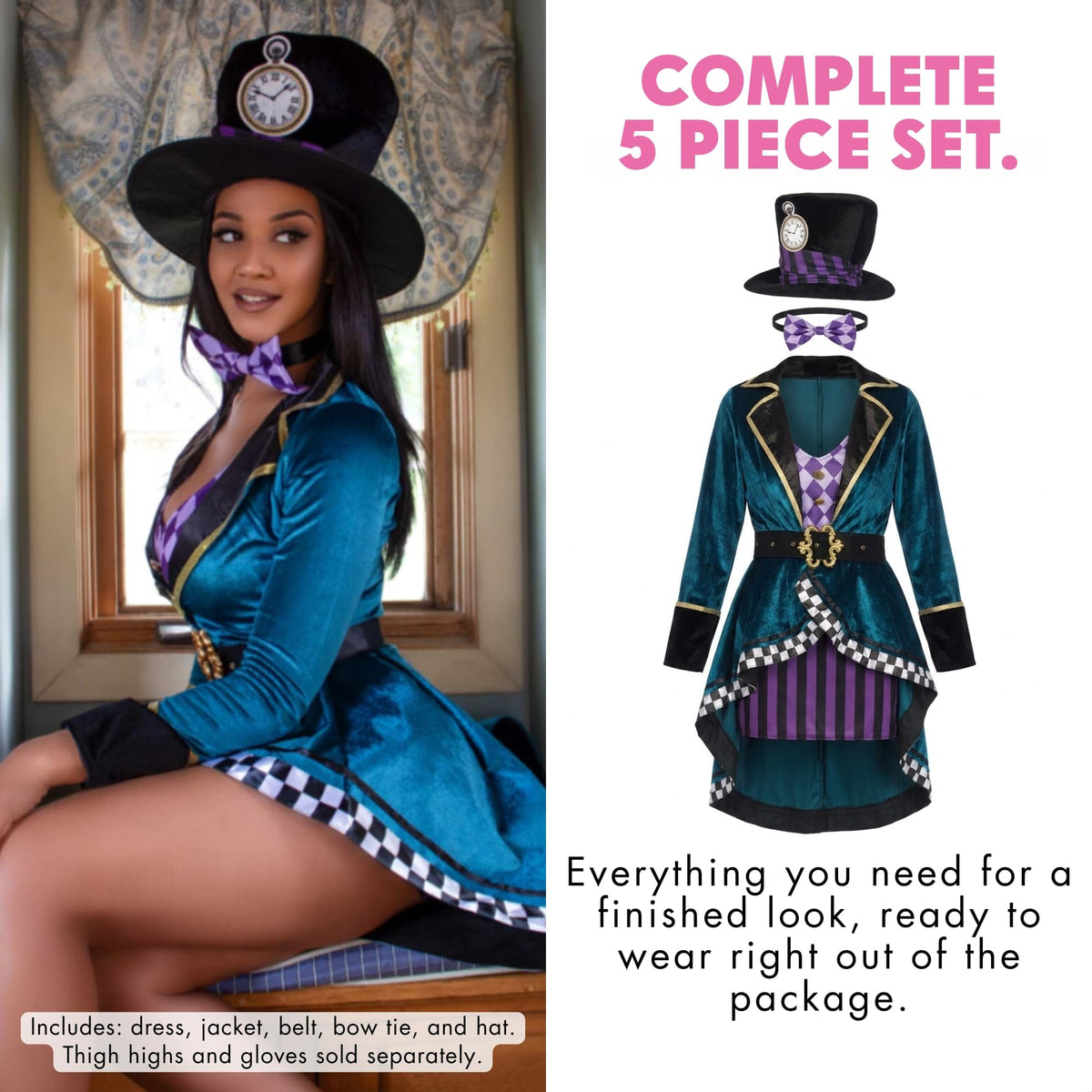 Costume d'Halloween pour femme « Delightful Mad Hatter » de Leg Avenue, multicolore, très grand (X-Large)