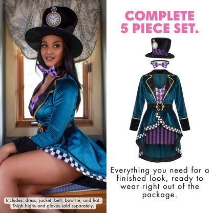 Costume d'Halloween pour femme « Delightful Mad Hatter » de Leg Avenue, multicolore, très grand (X-Large)