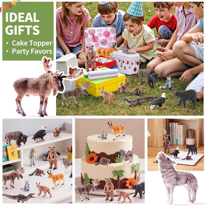 12PCS Large North American Animal Figurines, Realistic Safari Woodland Jungle Animals Figures Toys Includes Crocodile,Wolf,Bear,Deer Cake Toppers Birthday Gift Party Favors Toys for Toddlers 🍁 All In One Marketplace Canada
