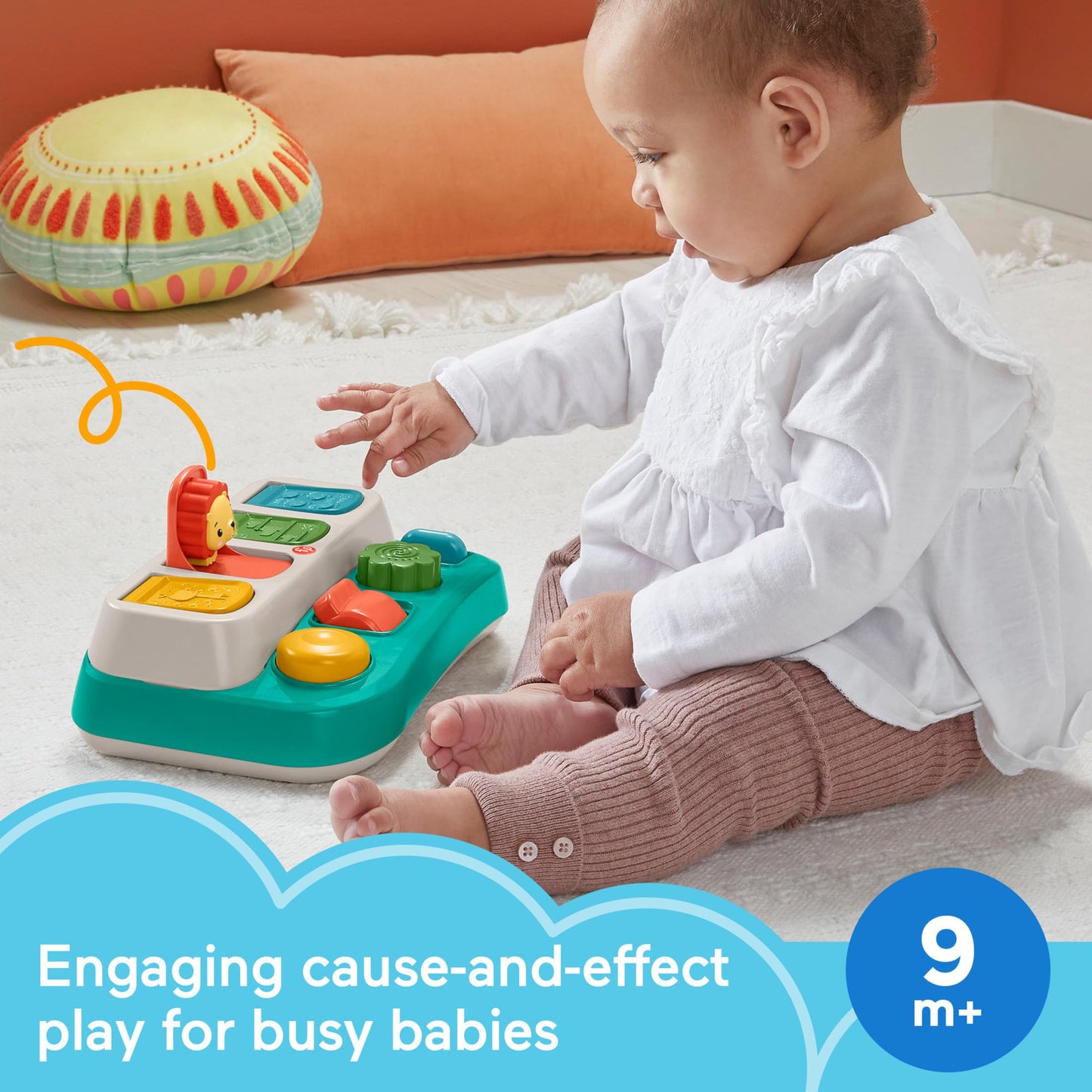 Fisher-Price Baby Early Learning Toy with Fine Motor Activities for Cause-and-Effect Play, Busy Buddies Pop-Up Fisher-Price