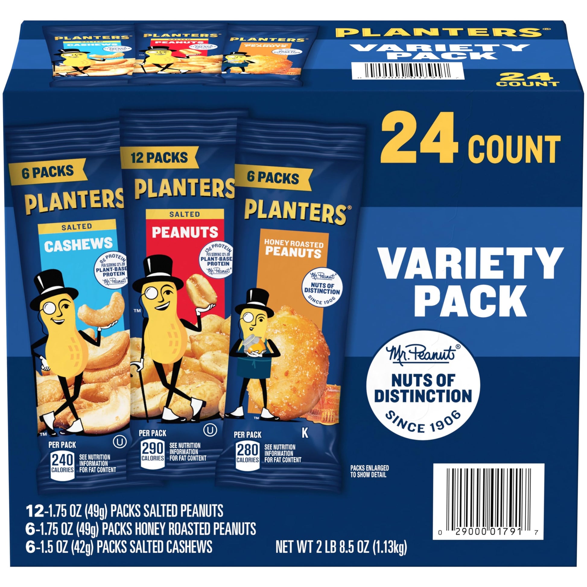 Planters Nut Variety Pack - 24 Individual Snack Bags (2 Lb 8.5 Oz)