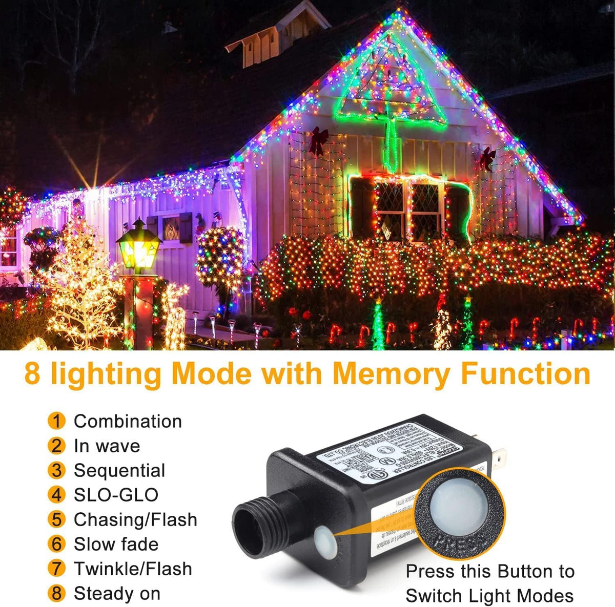 Halloween Lights Outdoor, 105FT 300 LED String Light (Purple Orange) 🍁 All In One Marketplace Canada