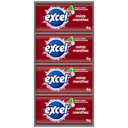 EXCEL, Mixed Berry Flavoured Mints,34g, Tin, 8 Packs