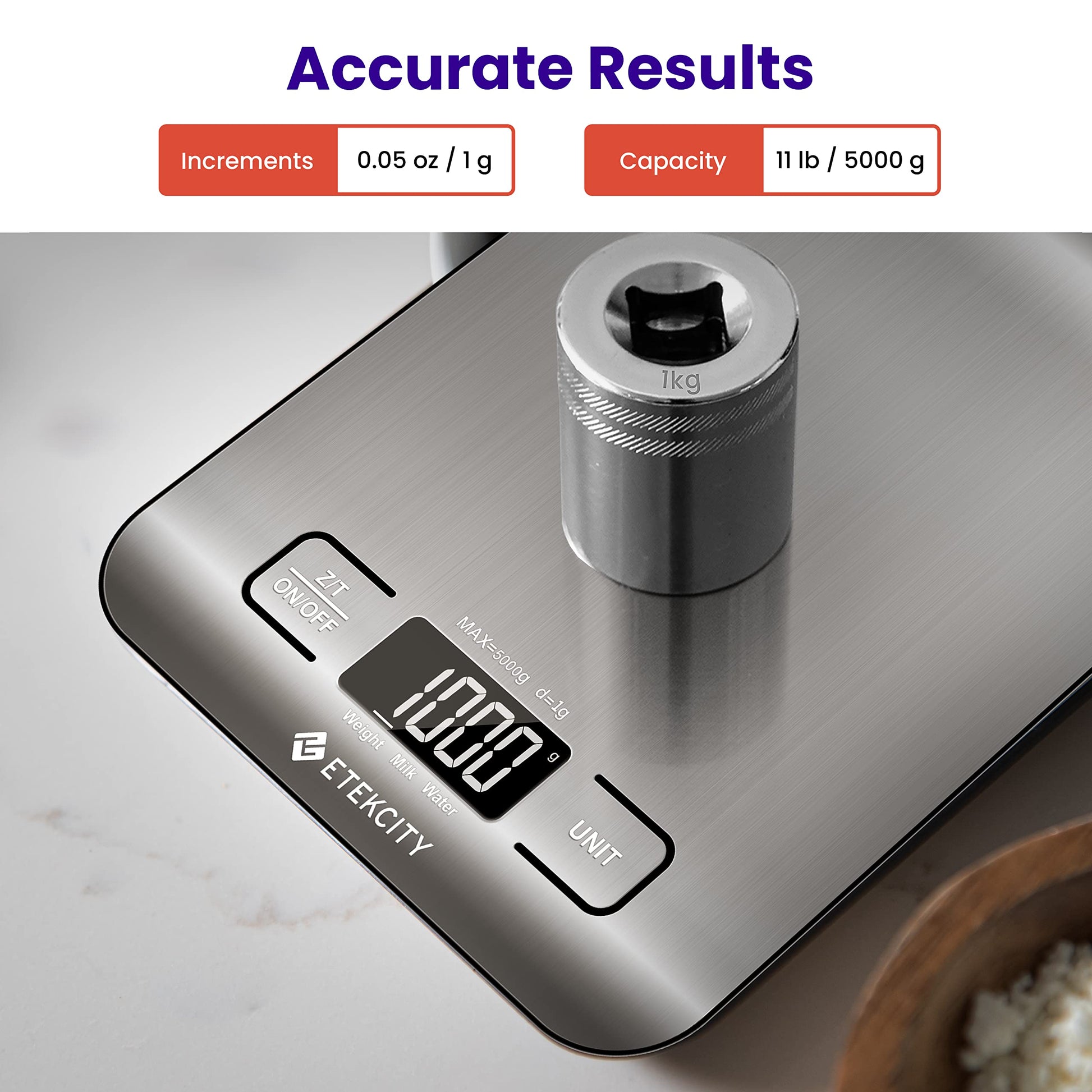 Etekcity Food Kitchen Scale, Digital Grams and Ounces for Weight Loss, Baking, Cooking, Keto and Meal Prep, Postal Parcel, Small, 304 Stainless Steel