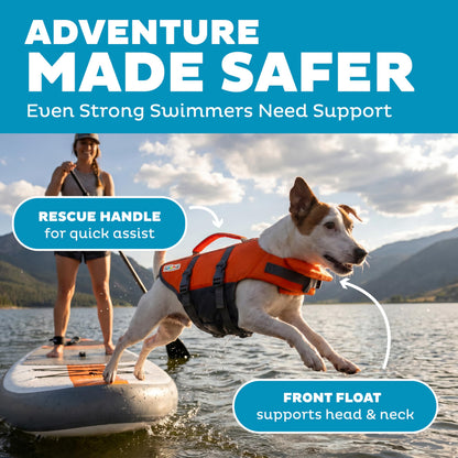 Outward Hound Granby Splash Dog Life Jacket with Handle, Reflective Floating Vest for Swimming & Boating, Maximum Buoyancy, All Skill Levels, Small Dogs & Puppies (16–20" Girth), Orange, Small