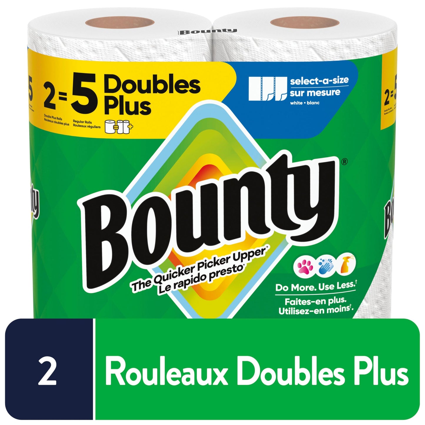 Bounty Paper Towels Select-A-Size White, 8 Double Plus Rolls = 20 Regular Rolls