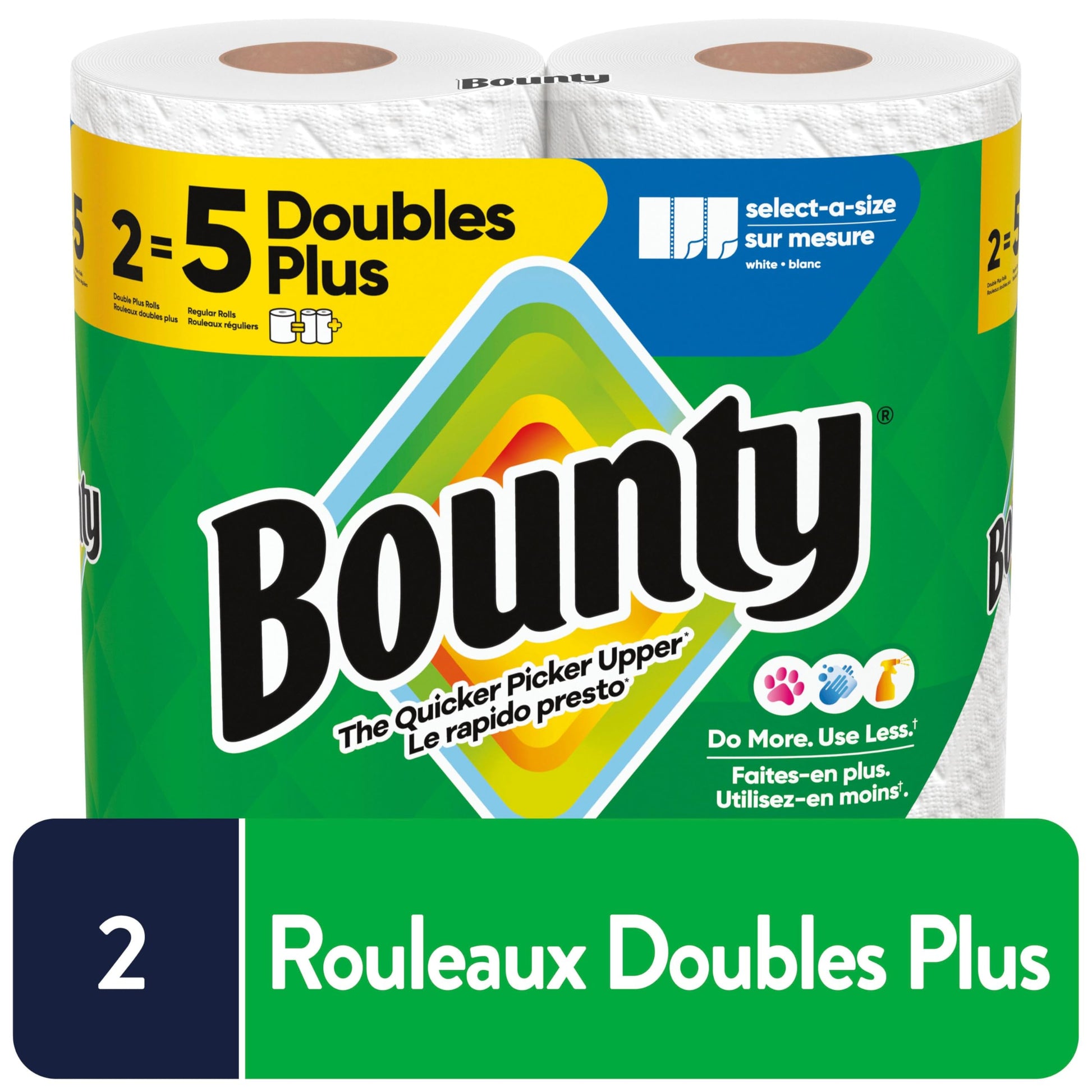 Bounty Paper Towels Select-A-Size White, 8 Double Plus Rolls = 20 Regular Rolls