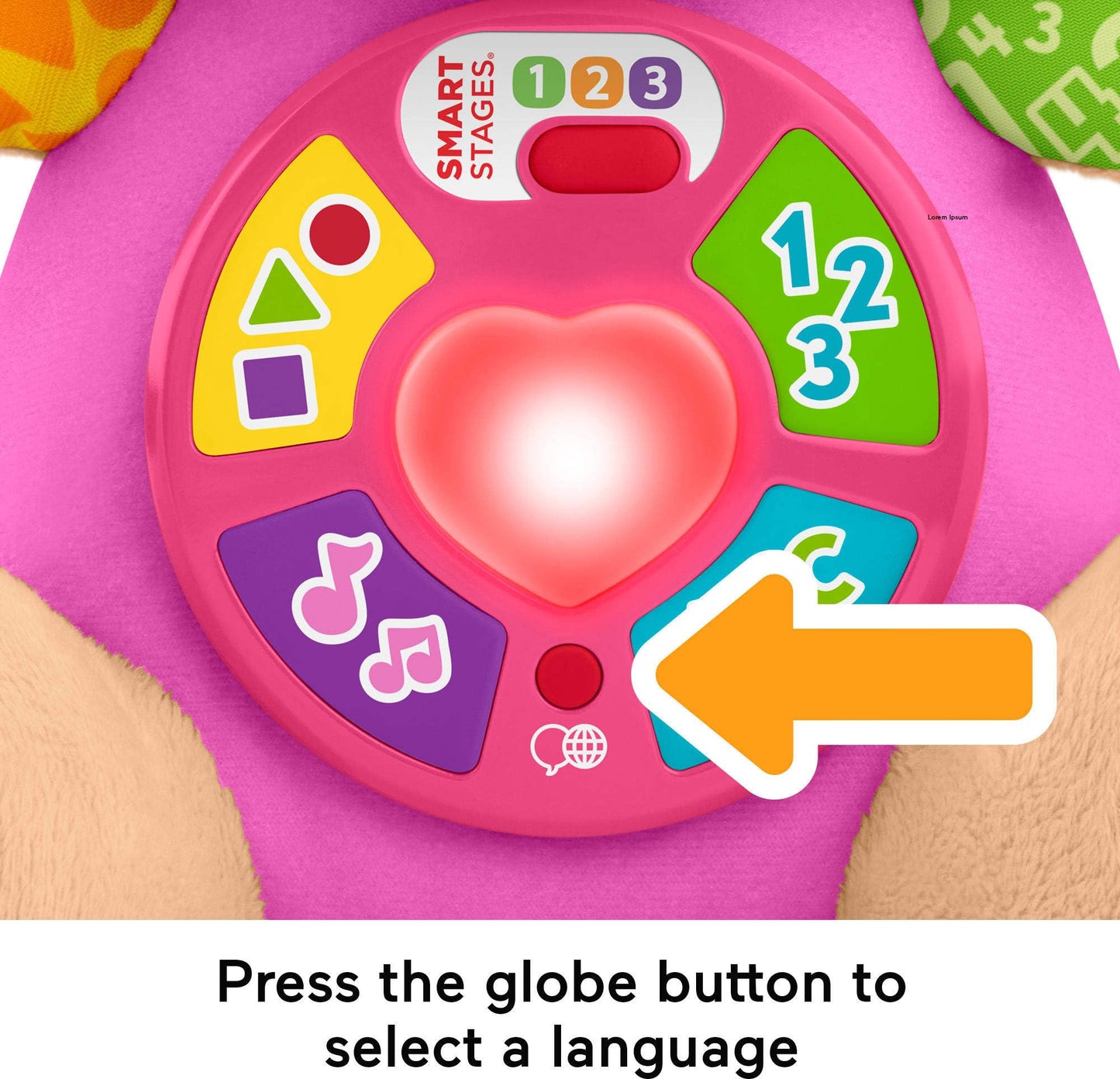 Fisher-Price Baby Learning Toy Laugh & Learn Smart Stages Sis Pink Musical Plush with Smart Stages for Infants Ages 6+ Months, Multilanguage Version - Available at All In One Marketplace Canada