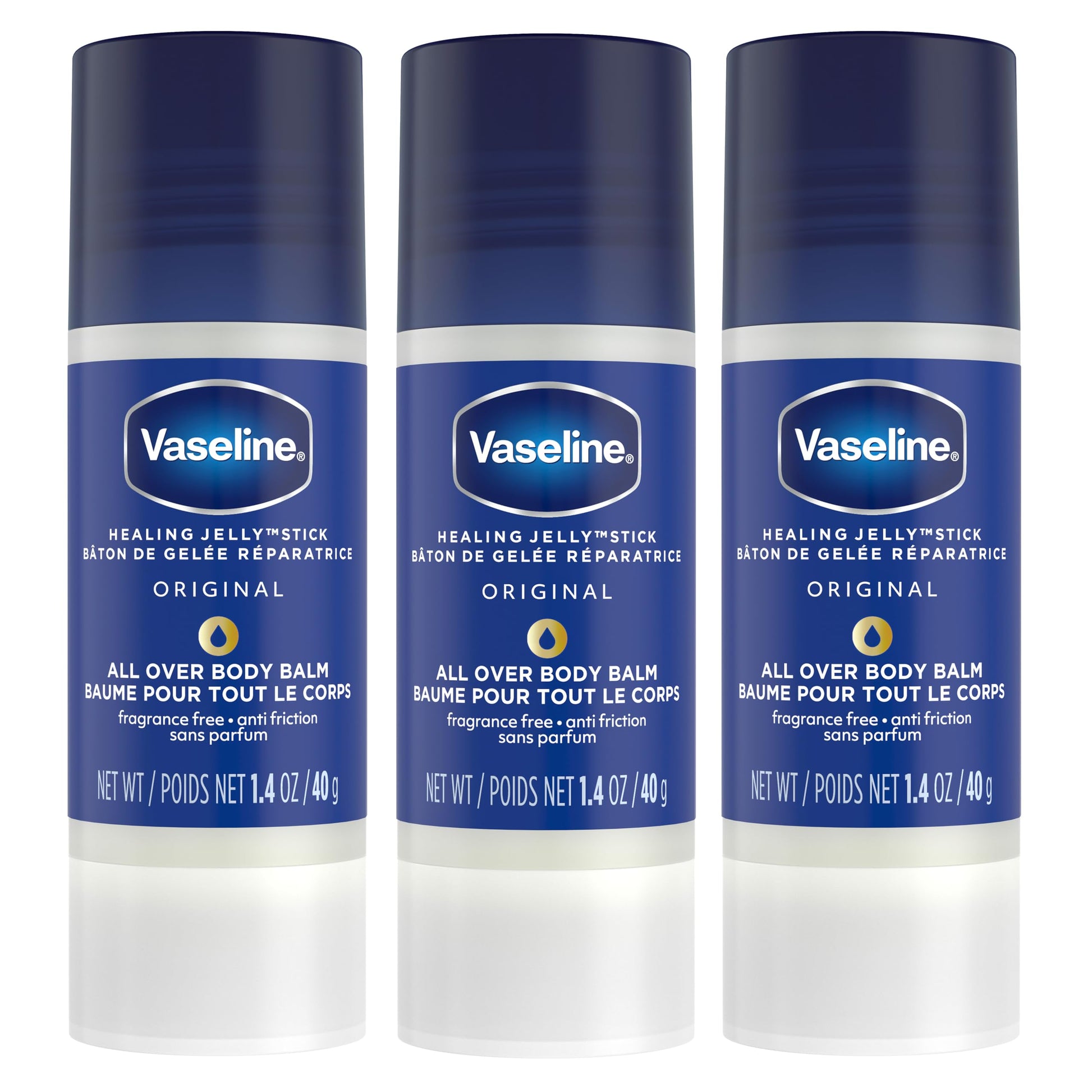 Vaseline All Over Jelly Balm Stick Healing Jelly Skin Care Unscented 40g (Pack of 3) - Available at All In One Marketplace Canada