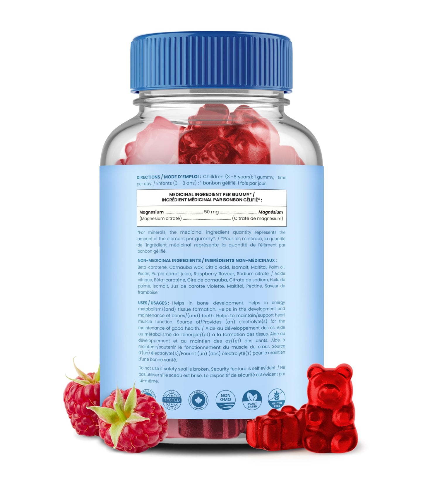 Magnesium For Kids - 120 Count - Sugar Free Calm Magnesium Gummies for Kids - 4 Month Supply - Supports Bone Health, Sleep - Chewable Gummy Vitamin Supplement - Available at All In One Marketplace Canada