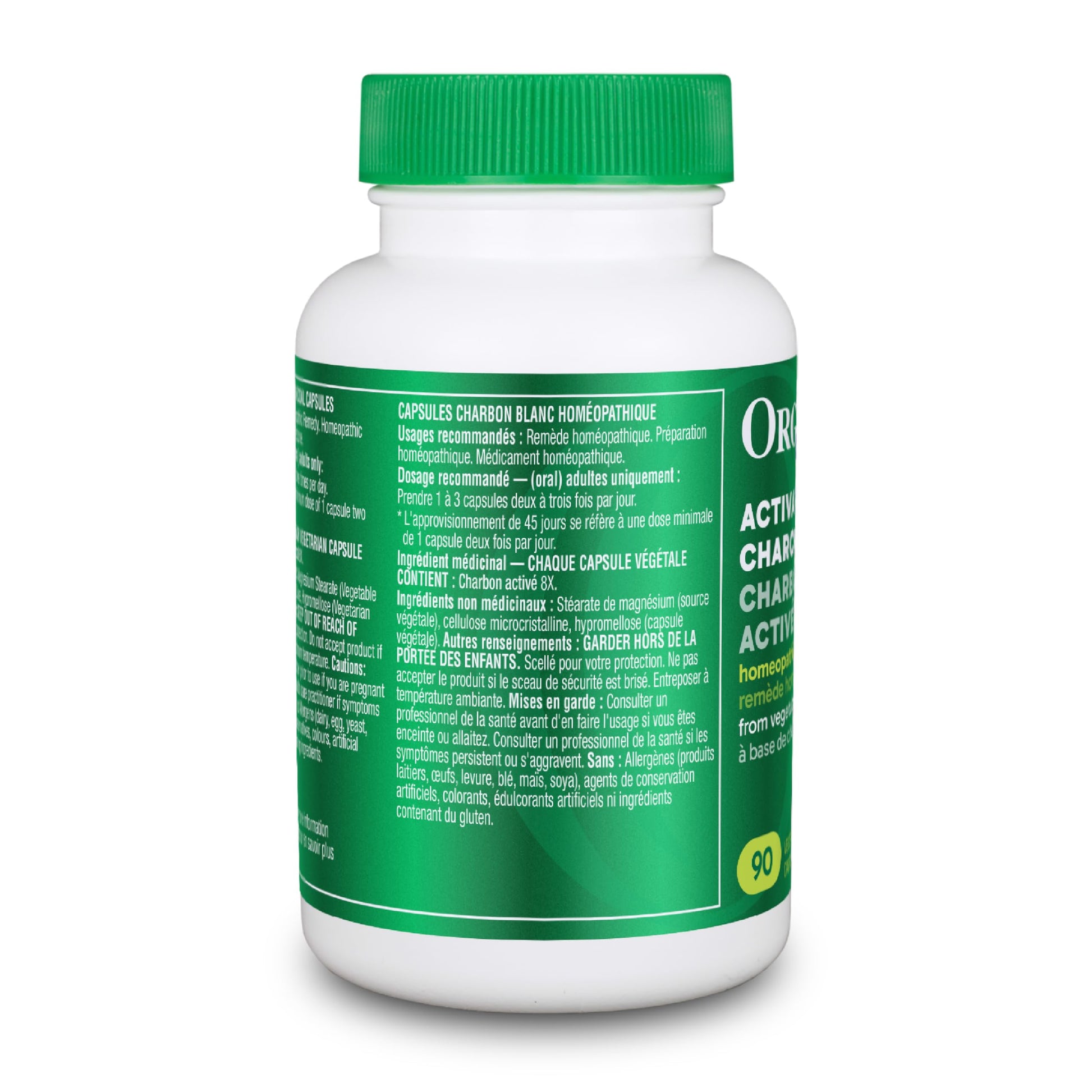 Organika Canadian-Made Activated Charcoal - Homeopathic Charcoal, Digestive Support, Detox, Gas and Bloating Support- 90vcaps - Available at All In One Marketplace Canada