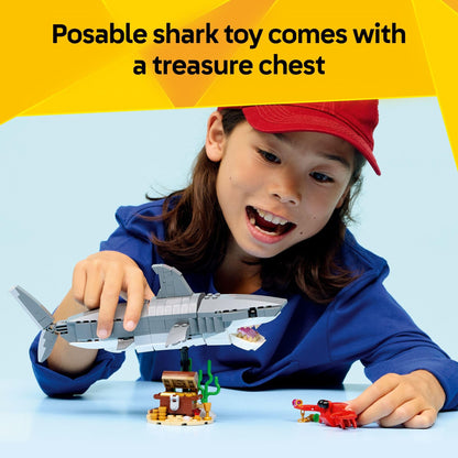 LEGO Creator Fierce Shark with a Treasure Chest Building Toy for Boys & Girls - Kids Build a Shark, Fish, or Manta Ray Animal Figure - Bedroom or Shelf Decor for Ages 8+ - 31381 LEGO