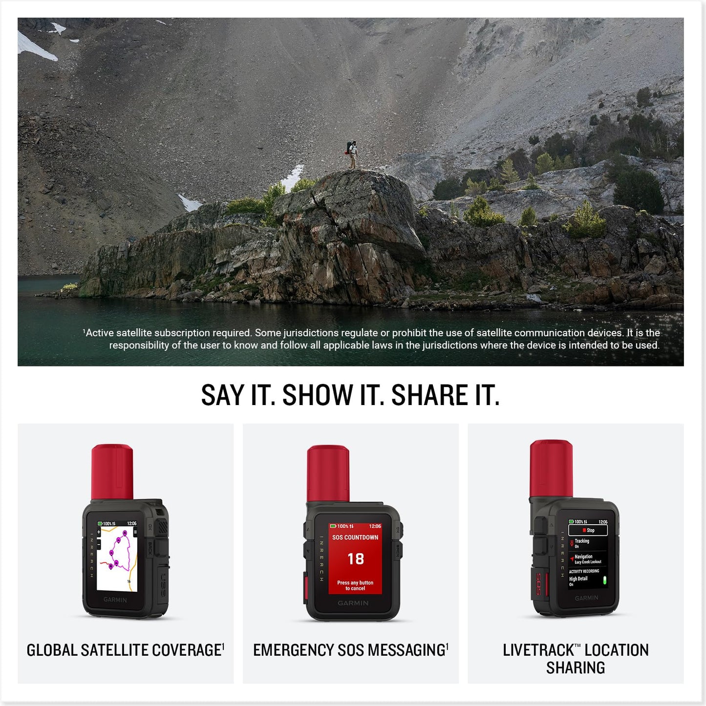 Garmin inReach® Mini 3 Plus, Rugged Global Satellite Communicator with Touchscreen Texting, Photo & Voice Messaging, Emergency SOS Messages & Battery Up to 350 Hours with 10-min inReach® Tracking Garmin