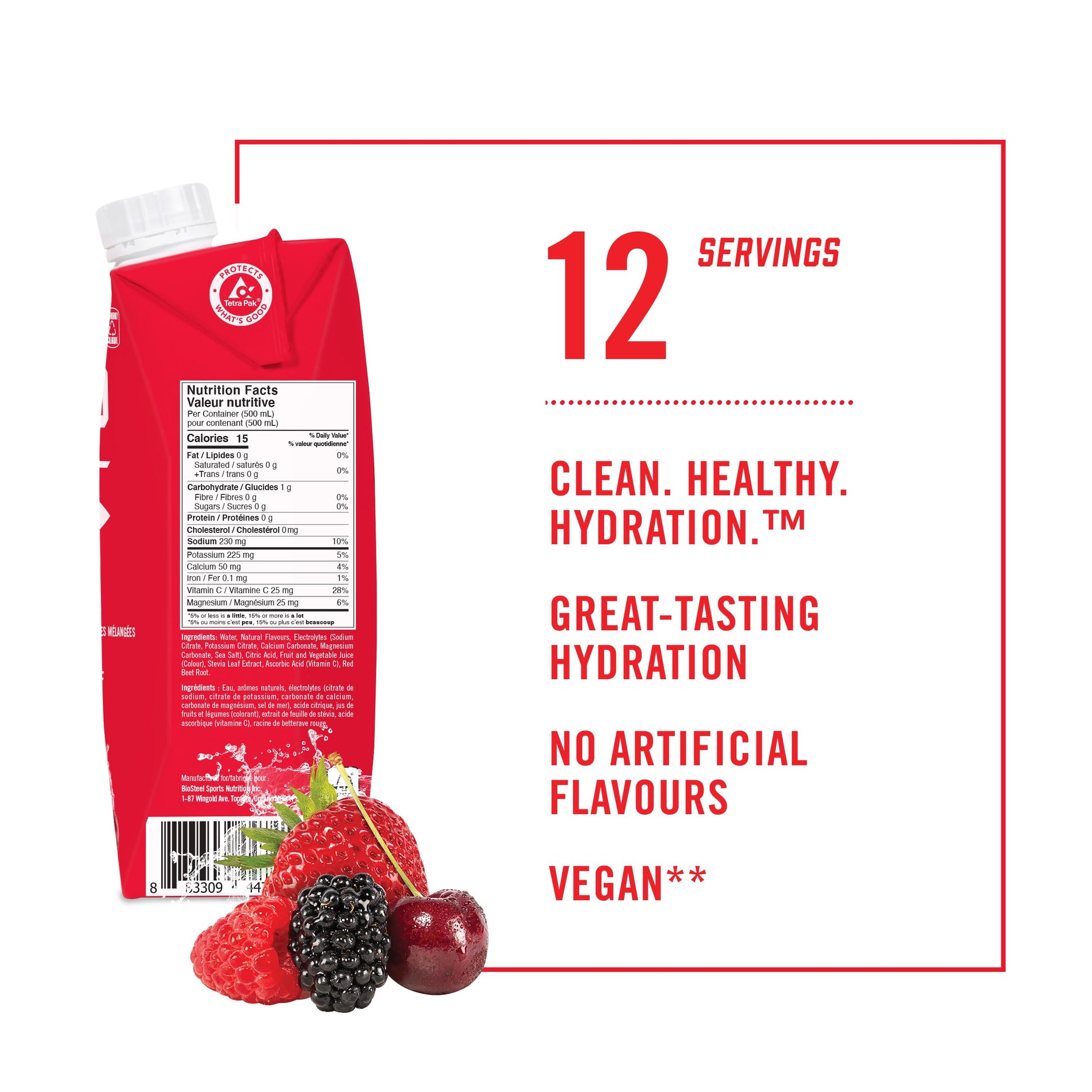 BioSteel Electrolyte Sports Drink, Mixed Berry, 12-Pack, Zero Sugar BioSteel Sports