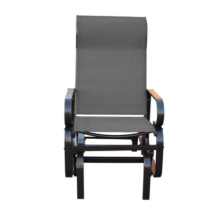 Sojag Belle Patio Glider Chair with Heavy-Duty Steel Frame and PVC-Coated Fabric, Easy-Glide Outdoor Patio Rocking Chair, Dark Grey Sojag