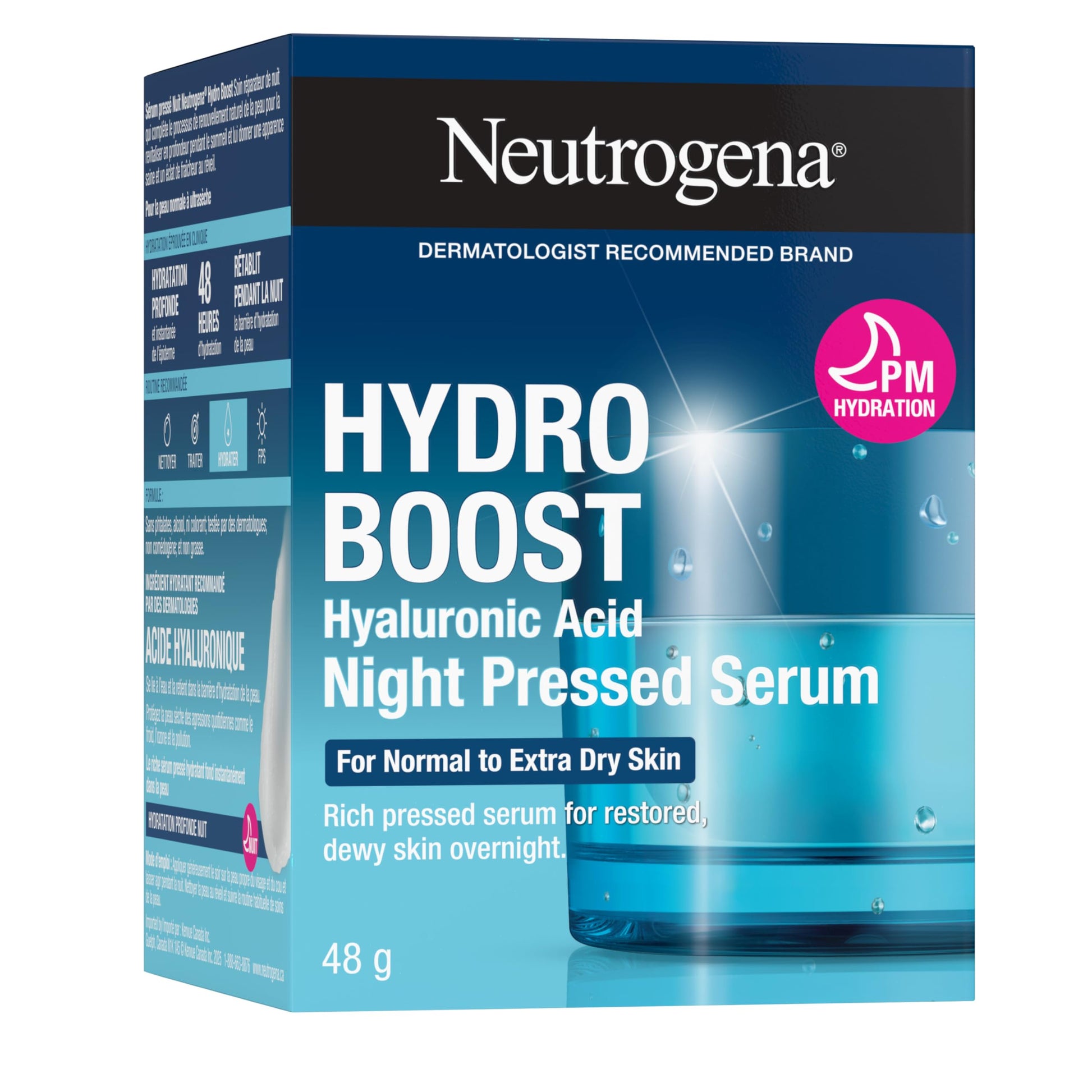 Neutrogena Moisturizer Neutrogena Hydro Boost Night Pressed Face Serum With Purified Hyaluronic Acid and Antioxidants for moisturized Skin, 48g, 48 Milliliters - Available at All In One Marketplace Canada