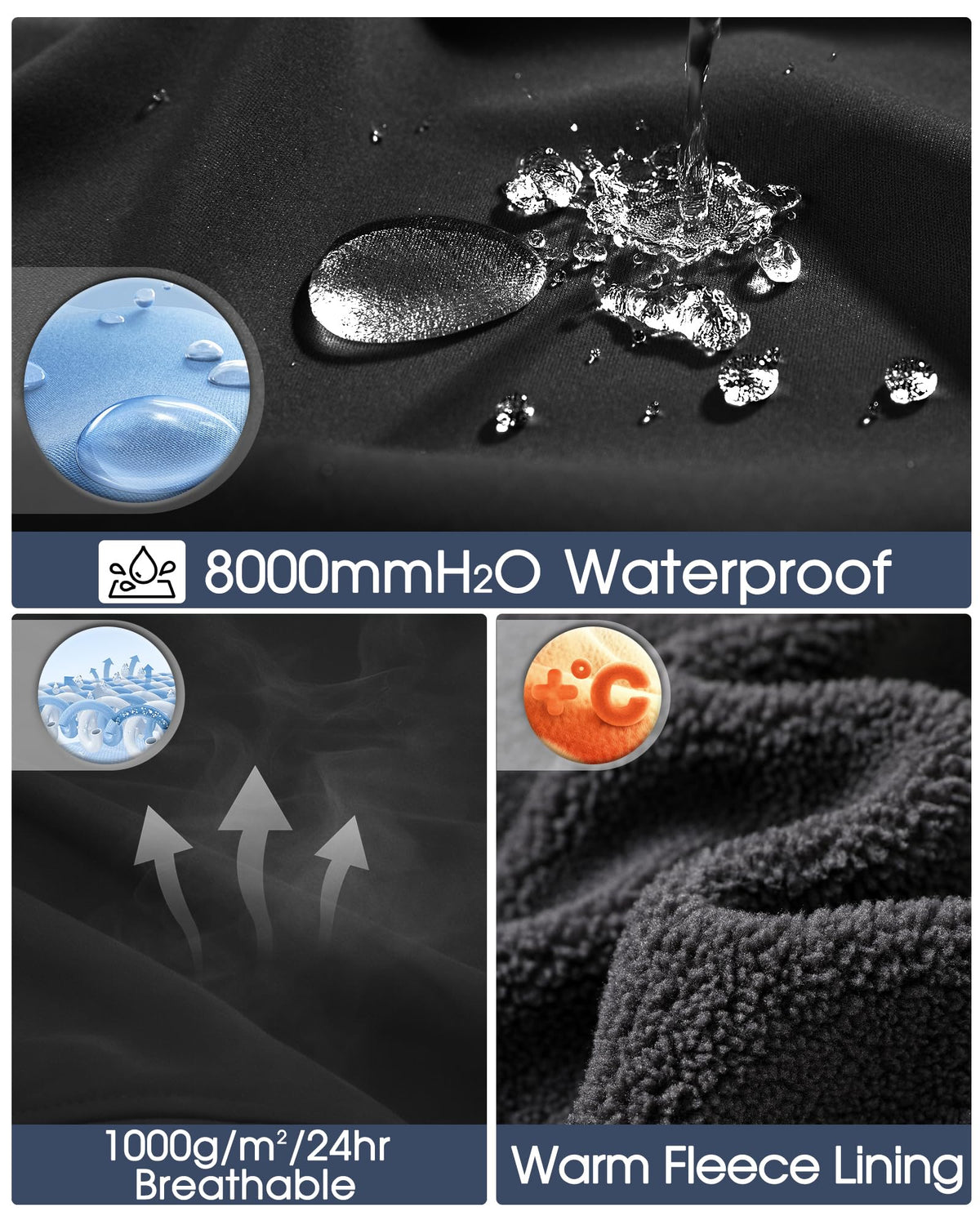 33,000ft Men's Hooded Softshell Jacket Waterproof Fleece Windbreaker Jacket 🍁 All In One Marketplace Canada