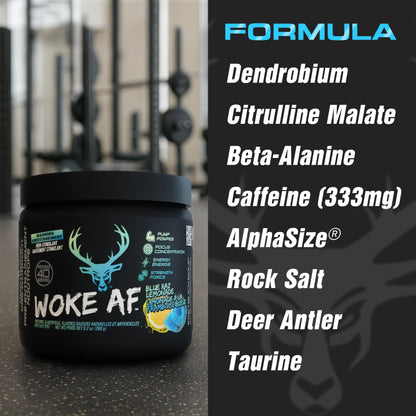 Bucked Up Woke AF Pre-Workout, Blue Raz Lemonade, 40 Servings Bucked Up