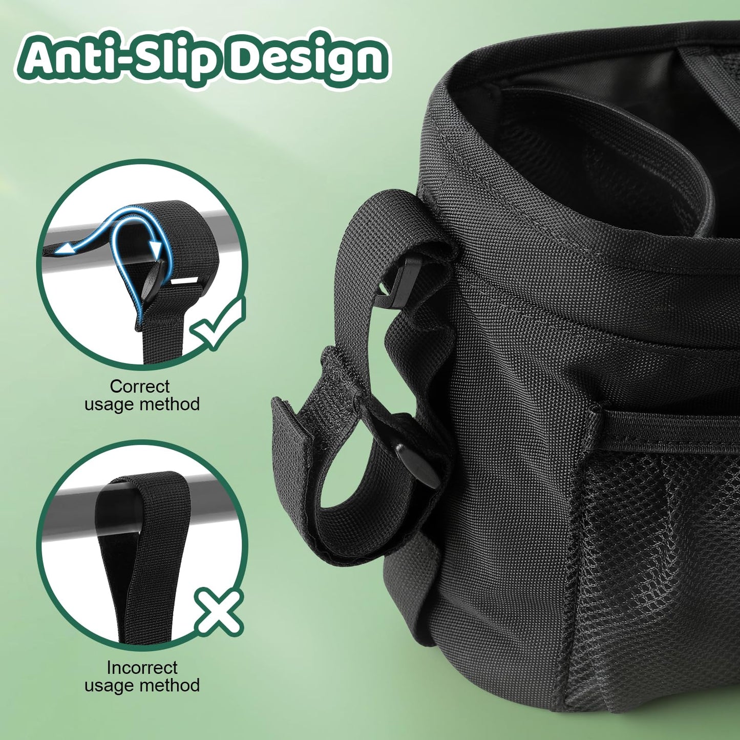 Stroller Caddy with Cup Holder: Universal Stroller Organizer with Detachable Phone Bag, Non-Slip Straps, Stroller Accessories Fits Uppababy,Bugaboo, Graco, Cybex, Nuna, Baby Jogger, Gifts for New Mom - Available at All In One Marketplace Canada