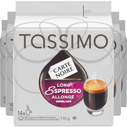 Carte Noire Long Espresso Single Serve T-Discs by Tassimo, 110g (5 Boxes of 14 T-Discs)