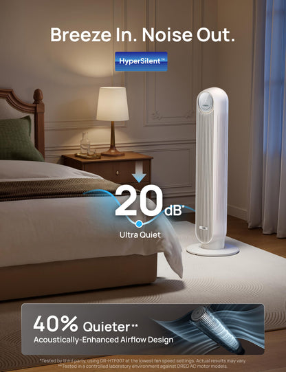 DREO Tower Fan for Bedroom, 25ft/s Velocity Quiet Floor Fan, 90° Oscillating Fans for Indoors with 4 Speeds, 4 Modes, 8H Timer, Standing Fans, Bladeless Fan, White, Nomad One (DR-HTF007) 🍁 All In One Marketplace Canada
