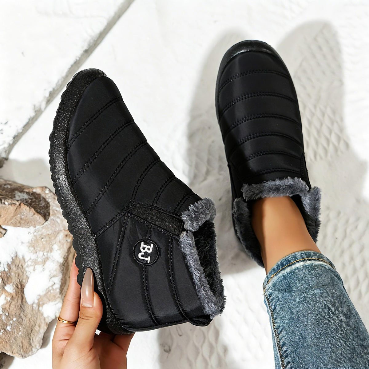 Ymombest Slip-On Winter Boots for Women Men, Water-Resistant Ankle Booties 🍁 All In One Marketplace Canada