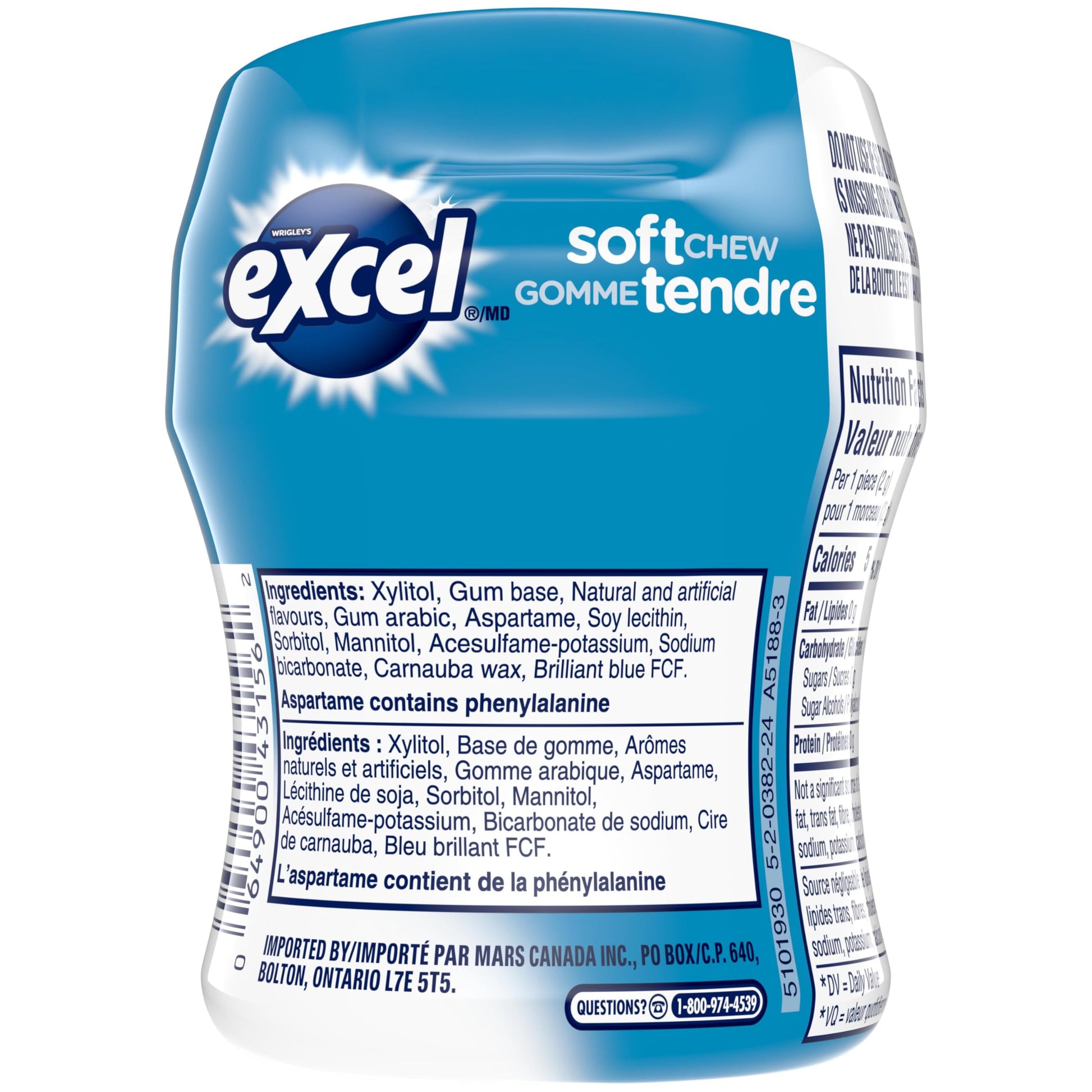Excel Peppermint Sugar-Free Soft Chew Gum - 40 Pieces, 6-Pack Bundle