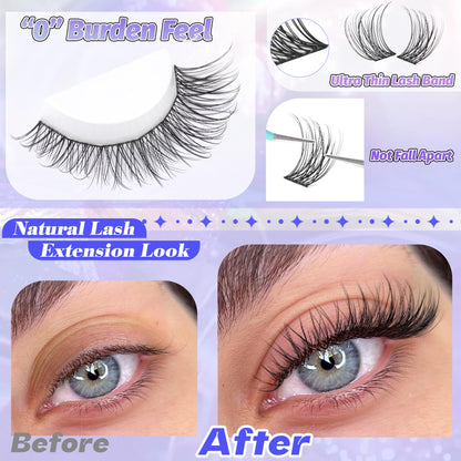 Natural Lash Clusters Wispy Cluster Eyelash Extensions 168pcs Individual Lashes 8-16mm C Curl DIY Lash Extension Natural Look Soft Thin Band Cluster Lashes by ALICE