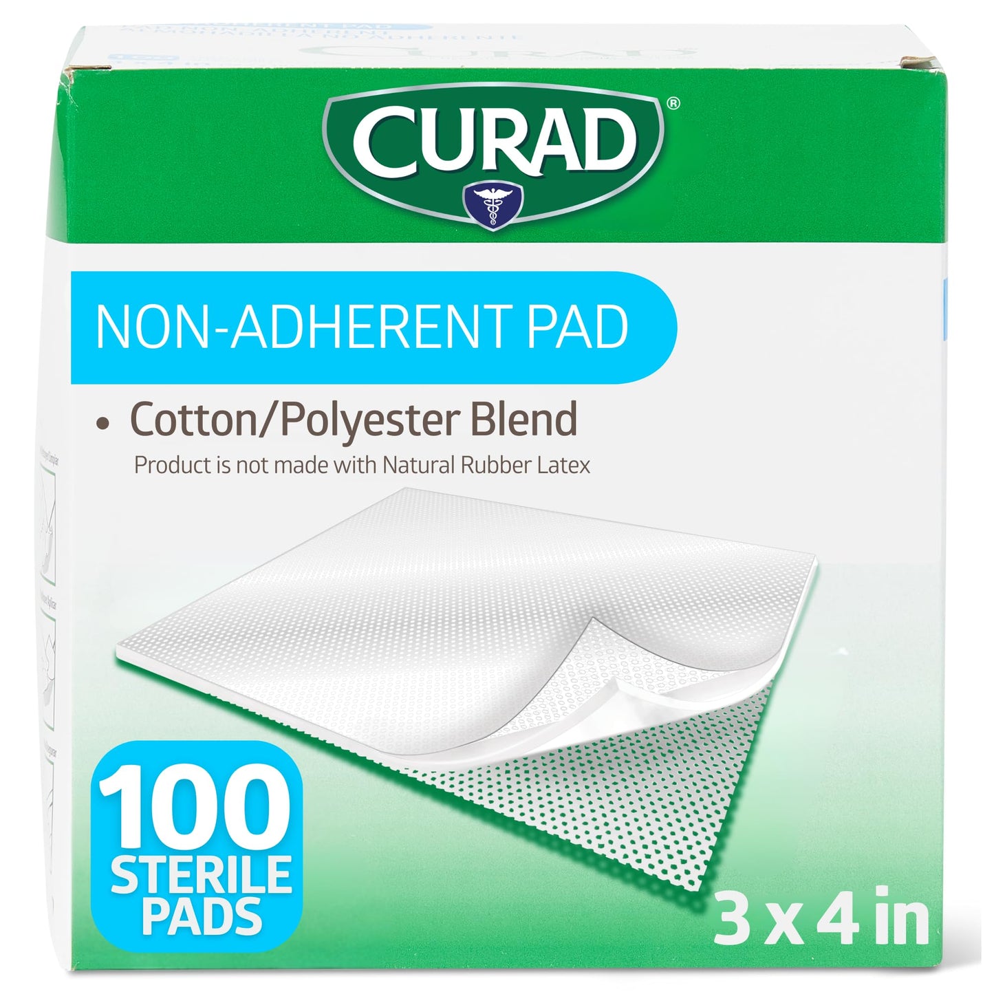 Curad Medline Curad Sterile Non-Adherent Pads (Pack of 100) for Gentle Wound Dressing and Absorption Without Sticking, White - Available at All In One Marketplace Canada