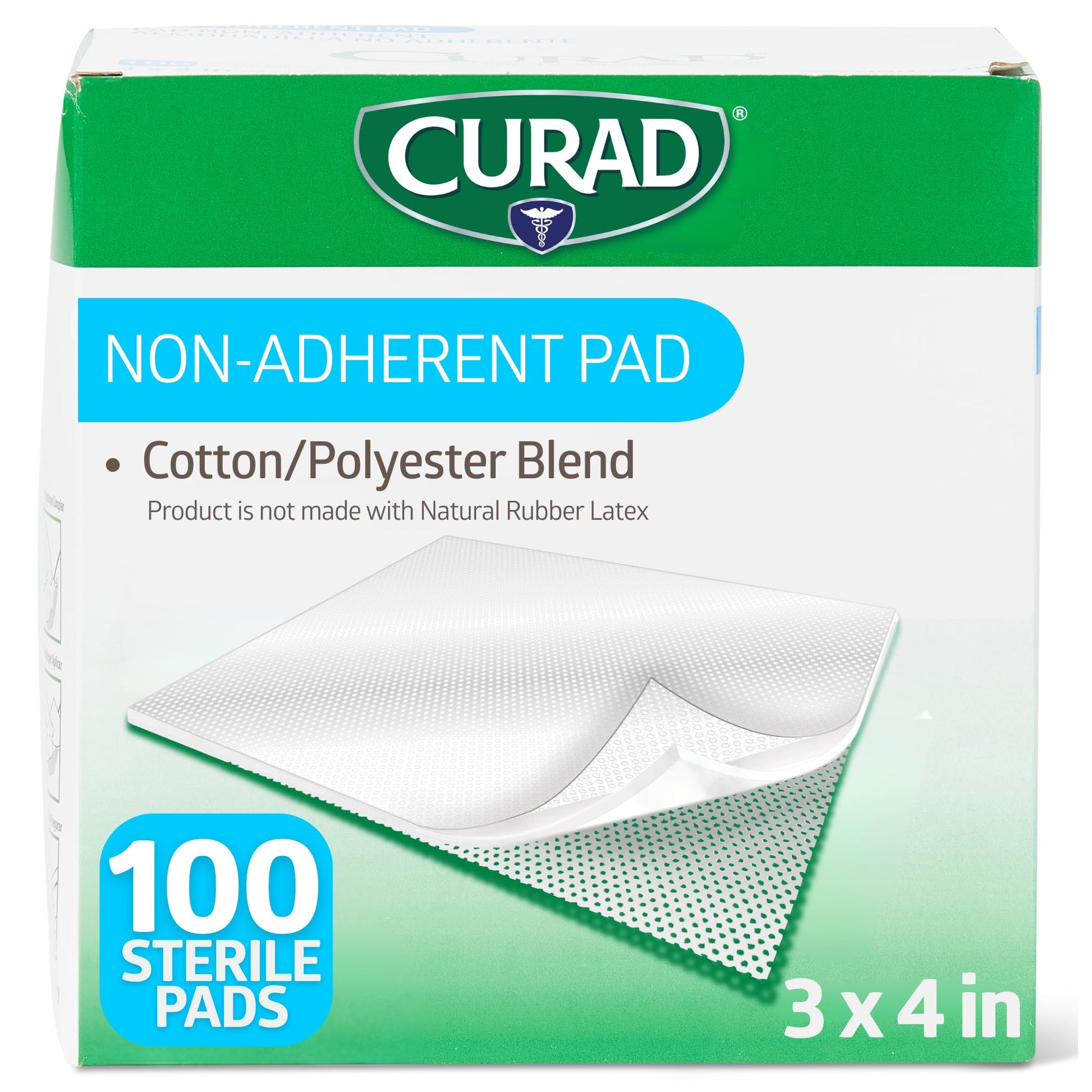 Curad Medline Curad Sterile Non-Adherent Pads (Pack of 100) for Gentle Wound Dressing and Absorption Without Sticking, White - Available at All In One Marketplace Canada
