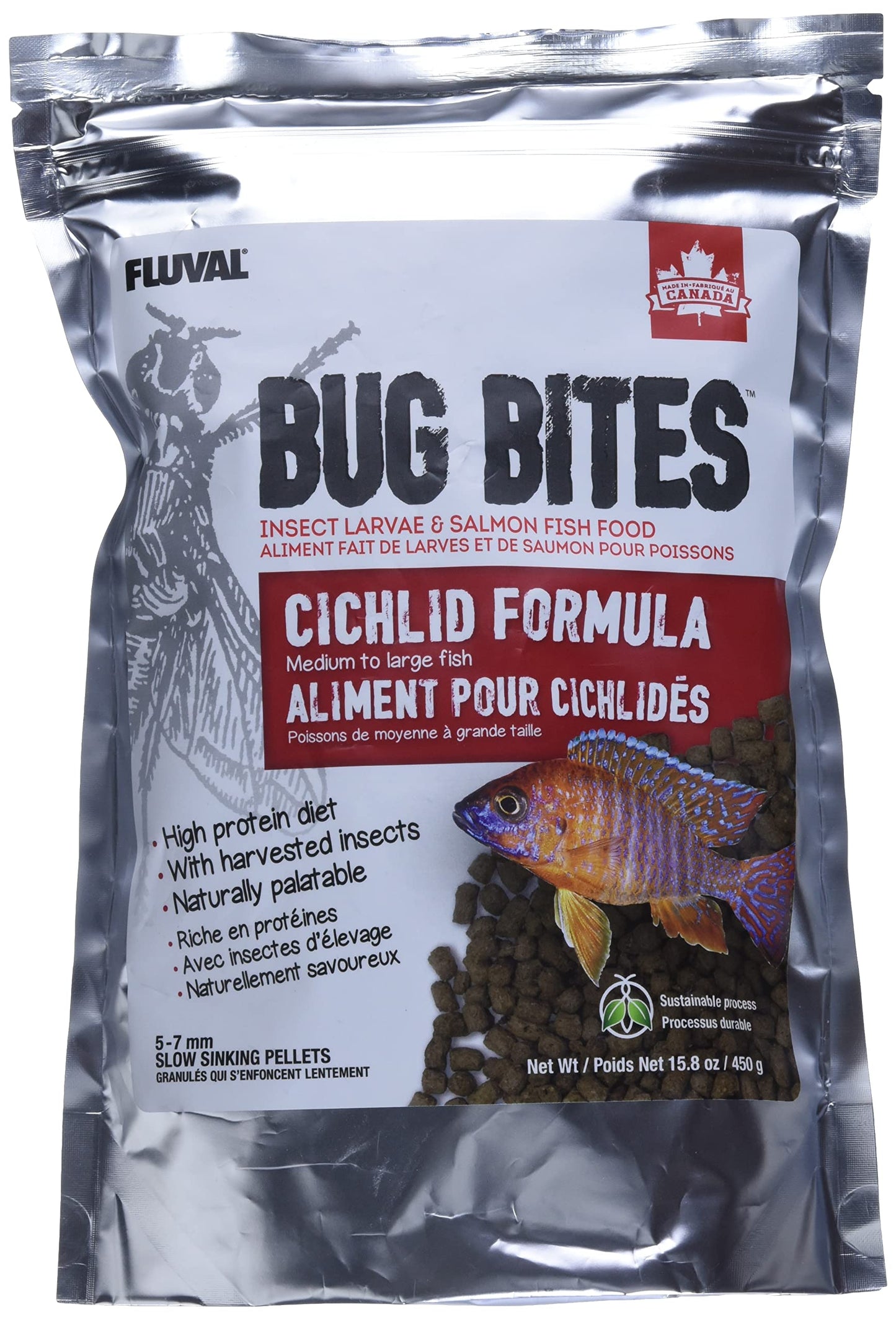 Fluval Bug Bites Cichlid Formula, 5-7 mm Pellets, 450 g Fluval