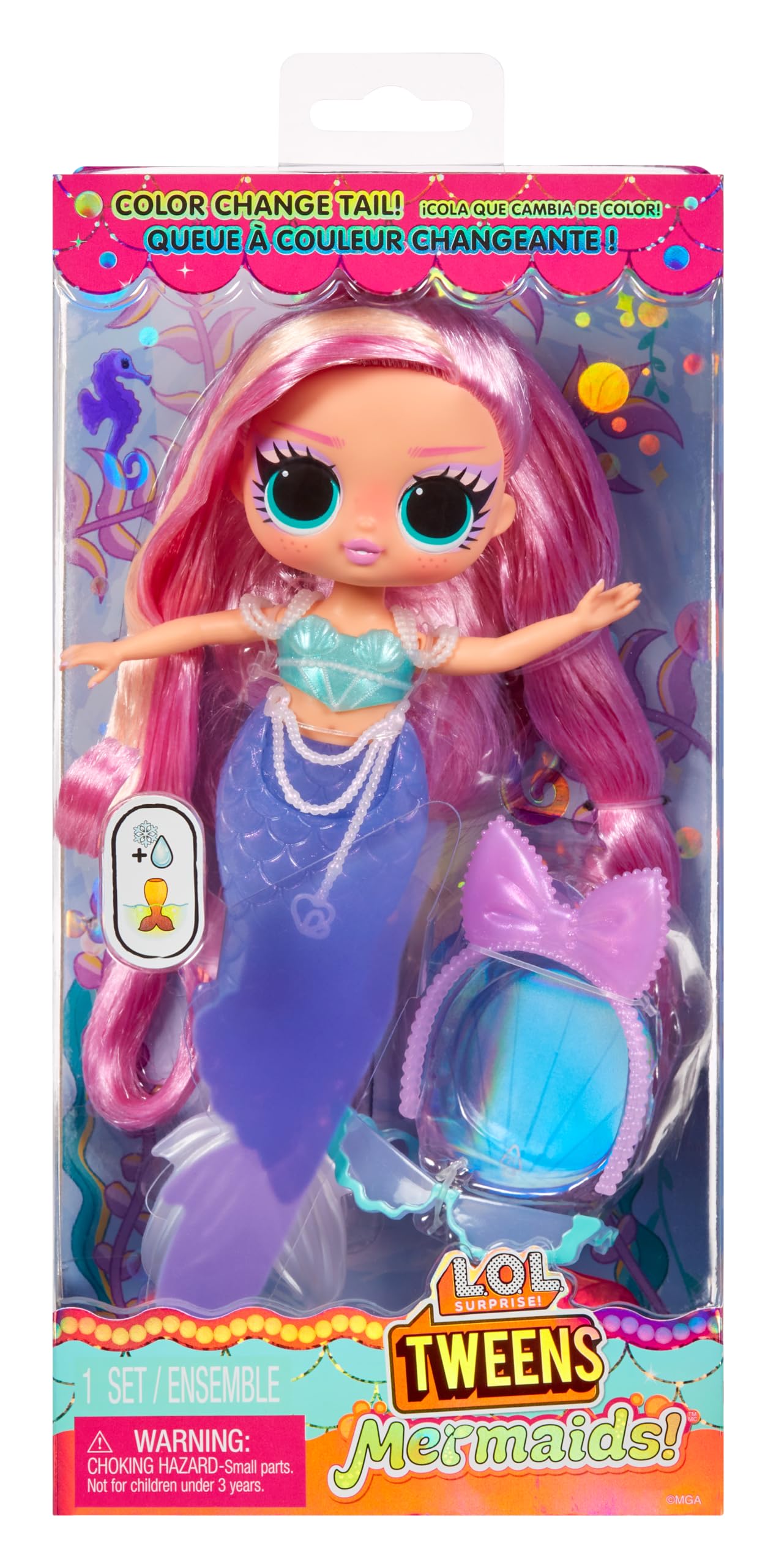 LOL Surprise Tweens Mermaid Lola Waves Fashion Doll with Color Changing Tail, Movable Fin, and Beautiful Accessories – Toy Gift for Kids Ages 4+ L.O.L. Surprise!
