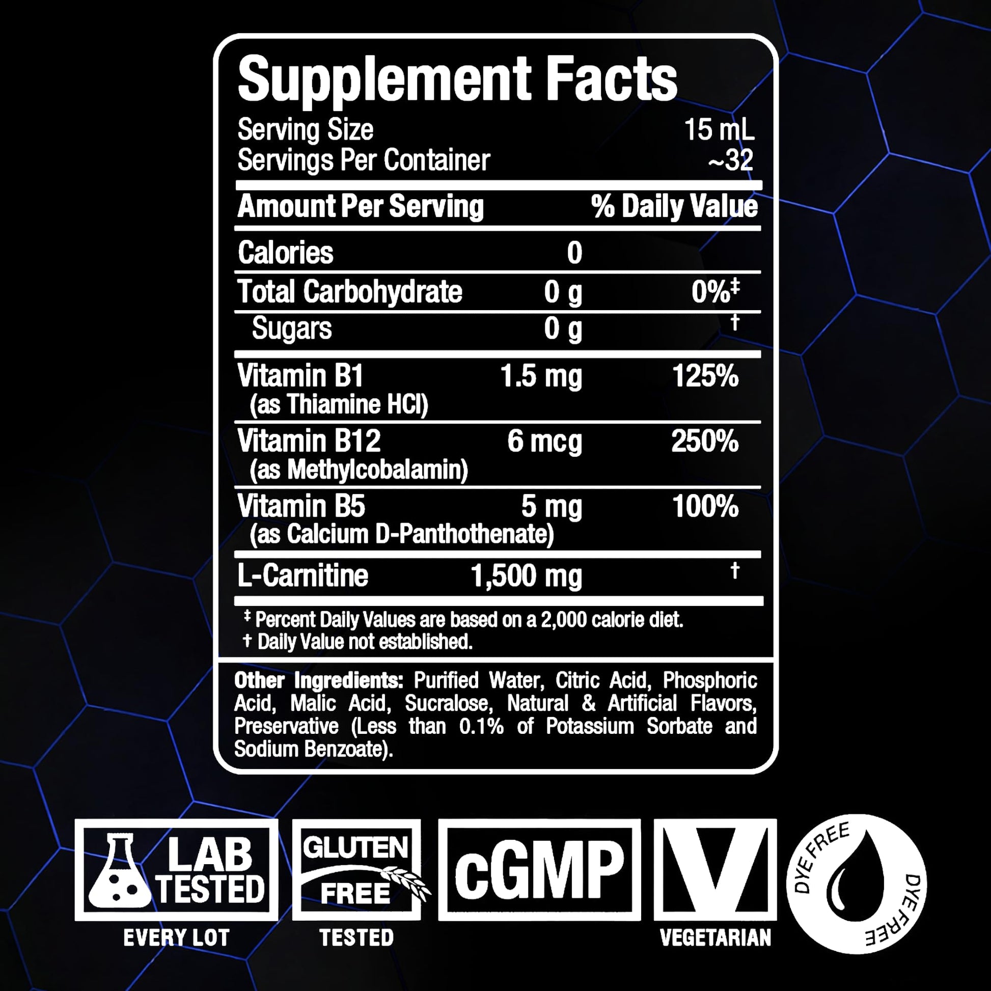 ALLMAX Nutrition Liquid L-Carnitine 1500 Miligrams, Blue Raspberry, 16 oz (473 ml) - Available at All In One Marketplace Canada
