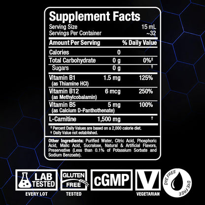 ALLMAX Nutrition Liquid L-Carnitine 1500 Miligrams, Blue Raspberry, 16 oz (473 ml) - Available at All In One Marketplace Canada