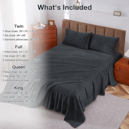 Softan Fleece Sheets, Soft as Flannel, Queen, Dark Grey 🍁 All In One Marketplace Canada