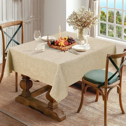 JIUZHEN 54 x 80 Inch Faux Linen Rectangle Tablecloth - Wrinkle and Stain Resistant Washable Table Cloth for Kitchen Dining Room Holiday Table Cover for Party Dinner Outdoor Picnic, Beige 🍁 All In One Marketplace Canada