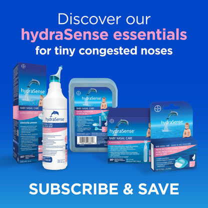 hydraSense Baby Nasal Aspirator, Baby Nasal Care, Gently Relieves Congestion in Babies, Non-medicated, With 100% Natural Source Seawater, Preservative-Free, 1 Kit