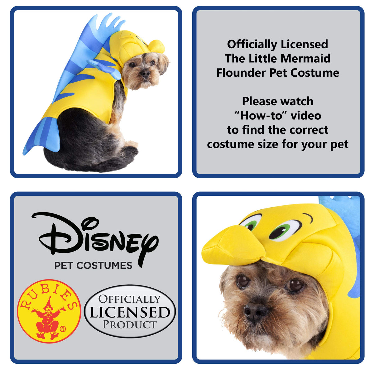 Rubies Disney Little Mermaid Flounder Pet Costume for Themed Parties and Halloween, As Shown, Small