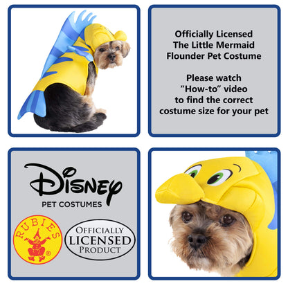 Rubies Disney Little Mermaid Flounder Pet Costume for Themed Parties and Halloween, As Shown, Small