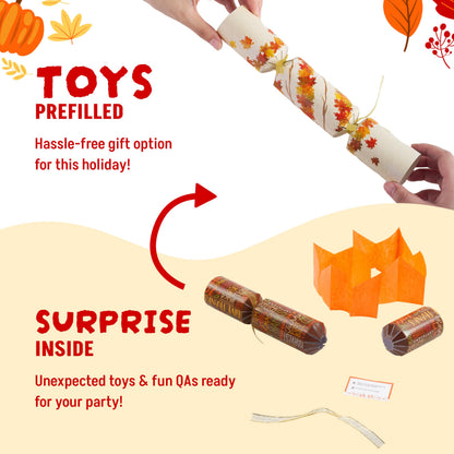 JOYIN 12 Pack Thanksgiving Party Table Favor No Snap No Popping with Party Hat, Joke & Gift Inside, Thanksgiving Holiday Traditions, Random gifts with Autumn Leaves, Pumpkin, Lettering Designs 🍁 All In One Marketplace Canada
