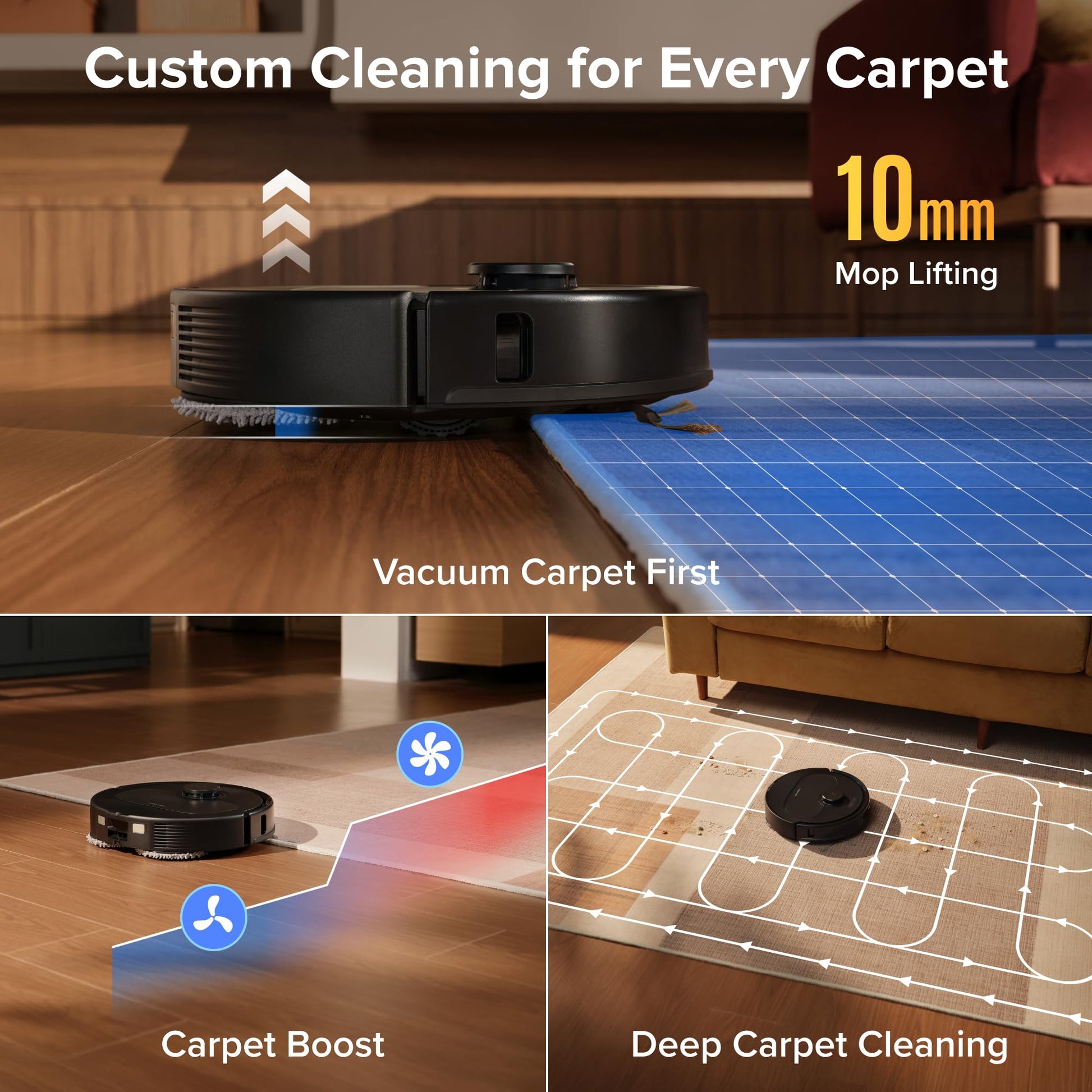 Roborock 2026 New Qrevo S Pro Robot Vacuum and Mop, 18,500Pa Suction, Anti-Tangle Brushes, Reactive AI Obstacle Recognition, 75℃ High-Temp Washing, 10mm Mop Lifting, Self-Emptying and Refilling