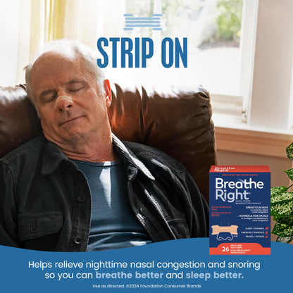 Breathe Right Nasal Strips, Extra Strength, Tan, Drug-Free Snoring Solution & Nasal Congestion Relief Caused by Colds & Allergies, Nightly Sleep, 26 Count - Available at All In One Marketplace Canada