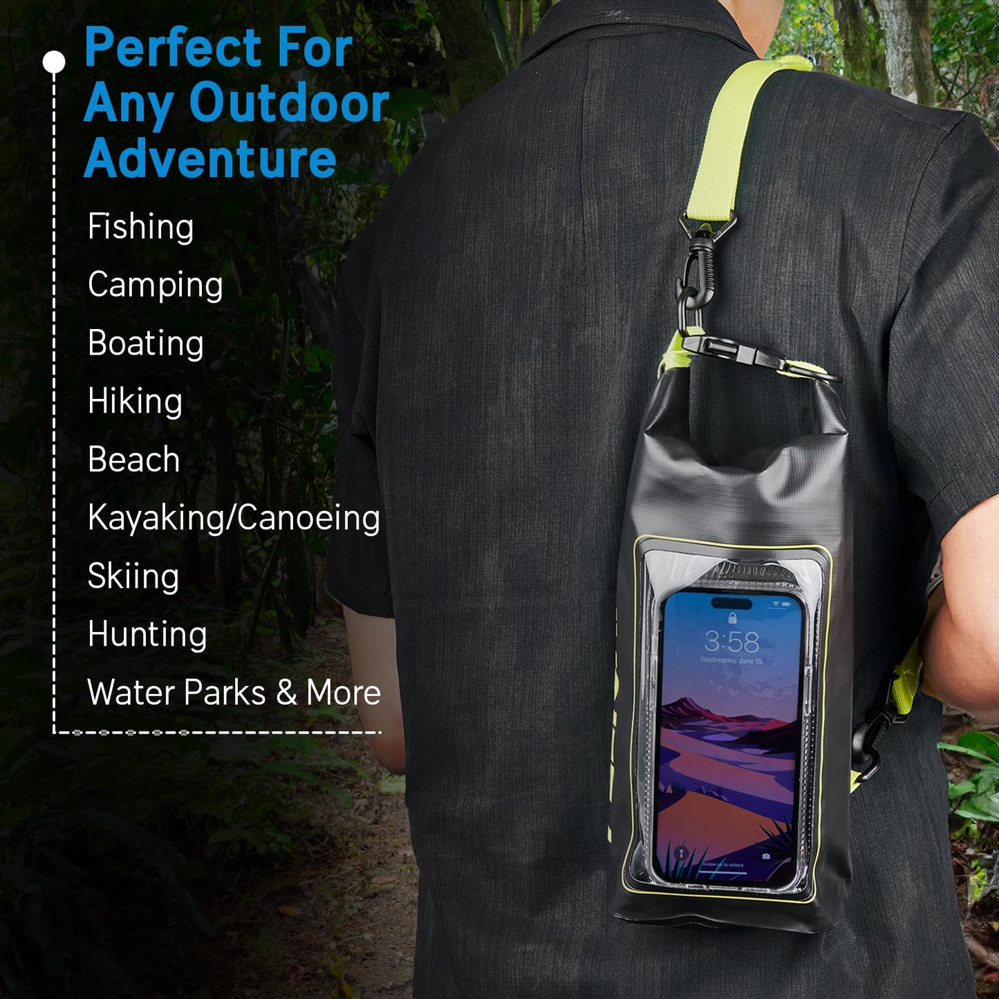 Pelican Marine IP68 Waterproof Dry Bag 2L w/Phone Pouch/Case - Black/Yellow Pelican