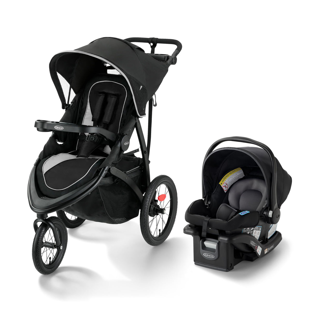 Graco FastAction Jogger LX Travel System, Compact Jogging Baby Stroller and Car Seat Combo with SnugRide SnugLock 35 Lite Infant Car Seat, Rear-Facing from 1.8-16 kg (4-35 lb), Mansfield